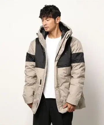 새상품 PUMA 다운 자켓 베이지/블랙 L 마운틴