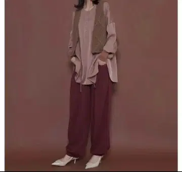 CYAN TOKYO 스퀘어 포켓 저지 조거 브라운 38