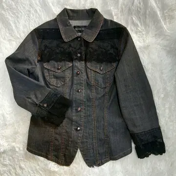 잉게보그 INGEBORG 블랙 레이스 사용 얇은 소재 데님 자켓