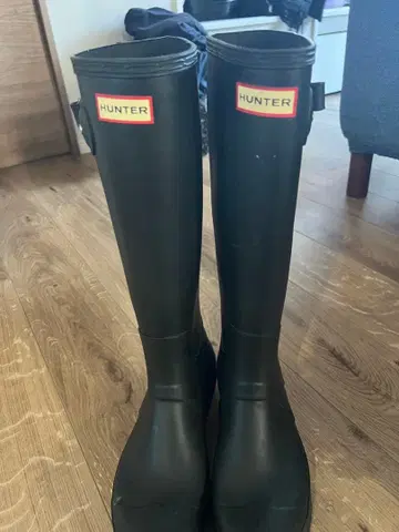 HUNTER 블랙 레인부츠 UK 9