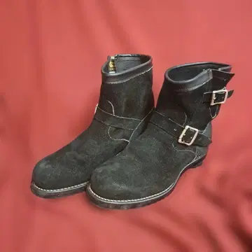 치페와 블랙 스웨이드 엔지니어 부츠 26cm