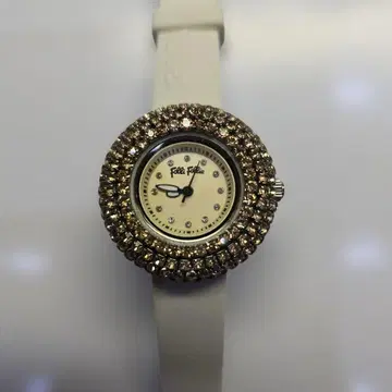 폴리폴리 d 화이트 실리콘 밴드 스톤 장식 손목시계