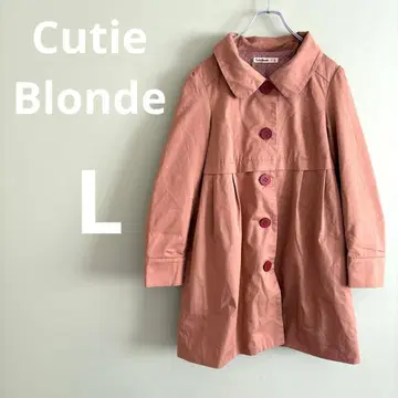 Cutie Blonde 코트 리본 베이지 레트로 버튼 멋쟁이 L