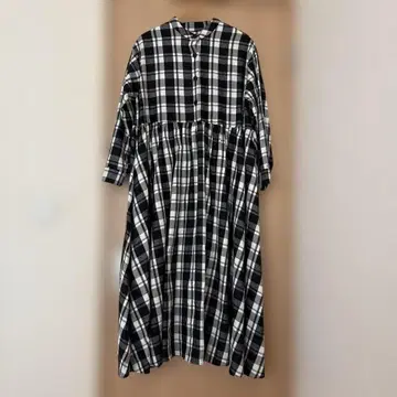 LibraCue 밴드 카라 블록 체크 원피스