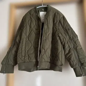 GU x rokh 콜라보 퀼팅 블루종 카키 M 택 포함 새상품