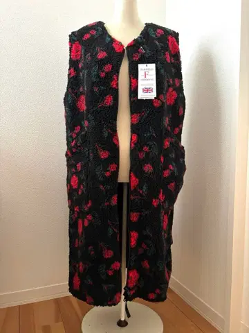 FARFIELD ORIGINAL 보아 롱 베스트 로즈 패턴 포켓 베스트