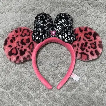 디즈니 미니 레오파드 무늬 머리띠 스팽글