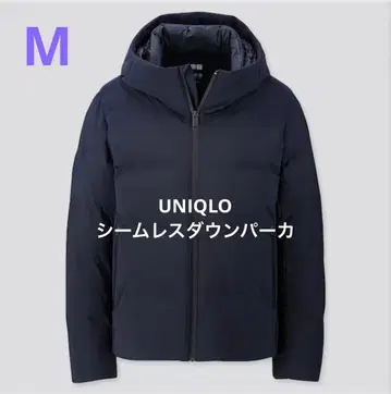 M 유니클로 (UNIQLO) 심리스 다운 후드티 네이비  409330