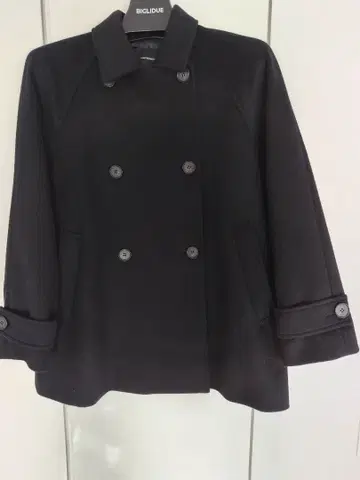 울 코트 블랙 더블 브레스트