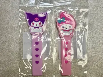 산리오 캐릭터즈 푸니큐큐 디자인 부채 그립 마이멜로디 쿠로미 세트