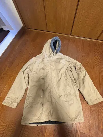 베이지 모즈 코트 탈부착 후드 부착