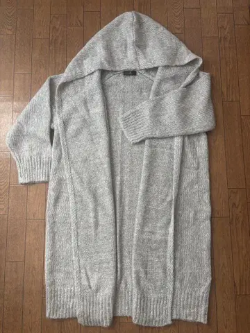 INED 모헤어 혼방 후드 부착 미들 가디건 겉옷 사이즈 9