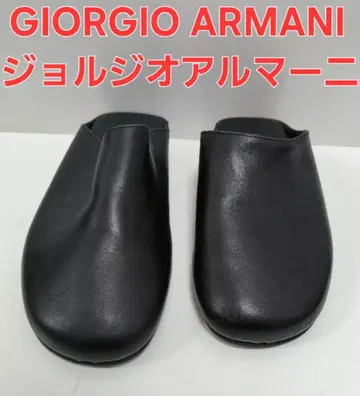 Giorgio Armani 블랙 가죽 슬리퍼
