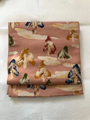 후쿠로 오비 핑크 나무 패턴