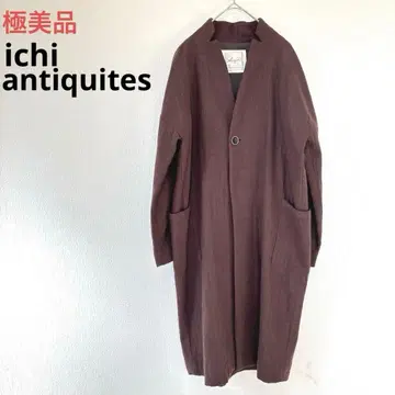 컨디션 최상 이치앤티크 노카라 코트 브라운 스트라이프