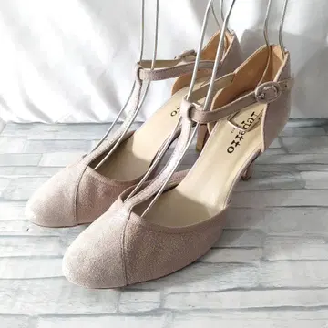 레페토 스웨이드 펌프스 앵클 벨트 핑크 베이지 38