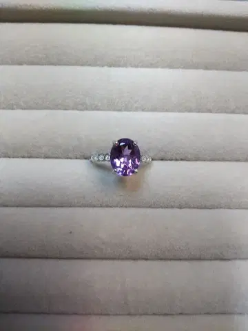 대형 8ct 천연 자수정 실버 925 각인 반지