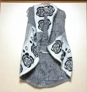 니트 베스트, 장미 무늬, 겉옷