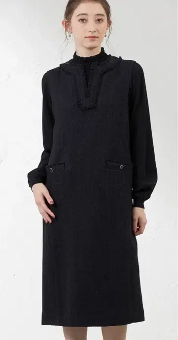 AMACA 비슈 트위드 오버롤 스커트