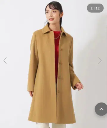 베이지 롱 코트 버튼 포함