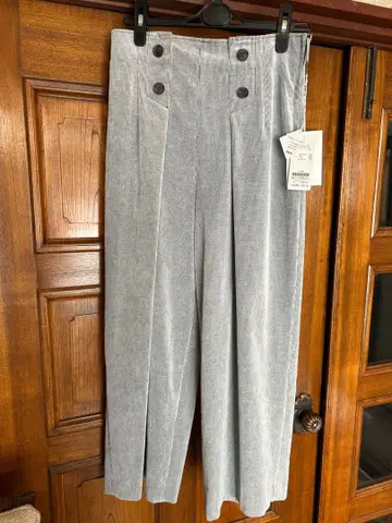 J I Z ZO 코듀로이 와이드 팬츠 그레이 버튼 포함