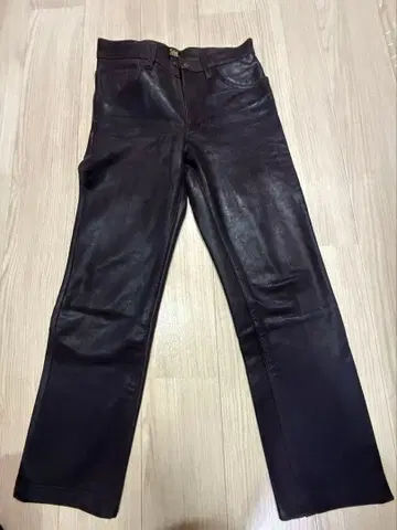 Lee 라이더스 가죽 스트레이트 팬츠 브라운 가죽 팬츠