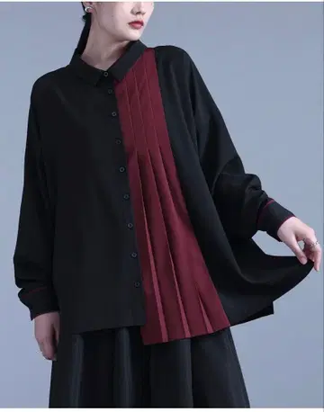 긴팔 블라우스 블랙 오샤레 워커 새상품