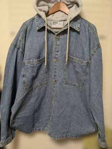 Bershka 후드 부착 데님 자켓 XL