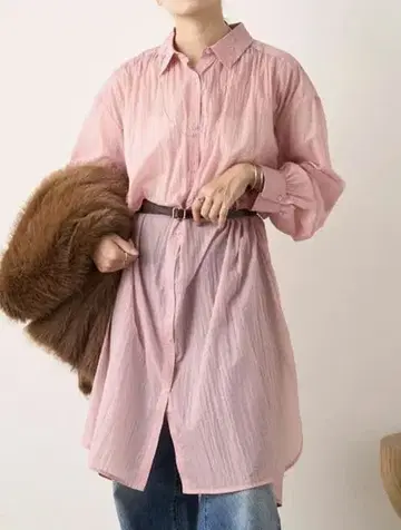 [ SHENERY ] 시어 셔츠 핑크 사이즈 M