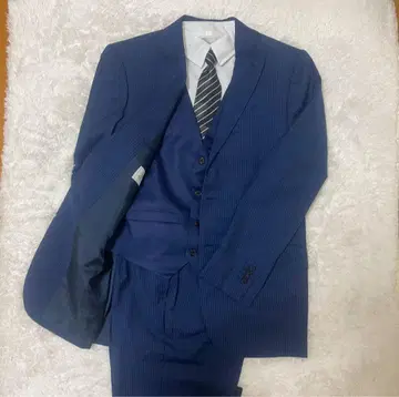 새상품급 BEAMS Heart 3피스 셋업 수트 네이비 스트라이프