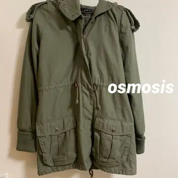 오스모시스 후드 부착 밀리터리 자켓 모즈 코트 카키