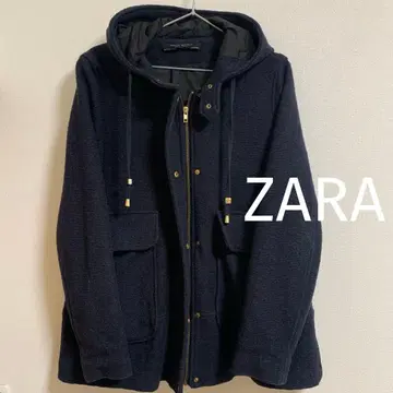 ZARA 네이비 숏코트 후드 부착 자켓 후디 코트