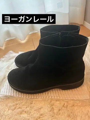 요건 레일 지퍼 스웨이드 부츠 24.5 블랙