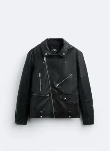 블랙 가죽 라이더 자켓