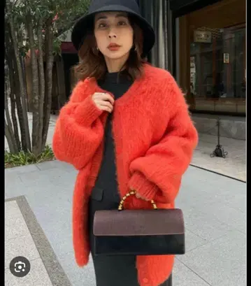 AMERI 오렌지 가디건 긴팔