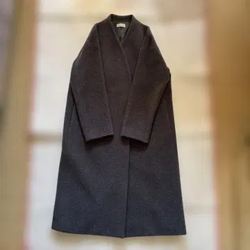 PLST 그레이 노카라 롱 코트