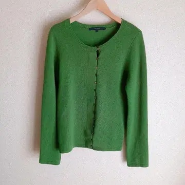 MACPHEE 캐시미어 혼방 울 가디건 그린 녹색 긴팔 쉘 버튼