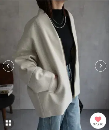 택 포함 새상품 sakishimatokyo 노카라 숏코트/블루종