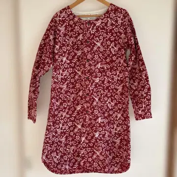 꽃무늬 빨간색 긴팔 튜닉