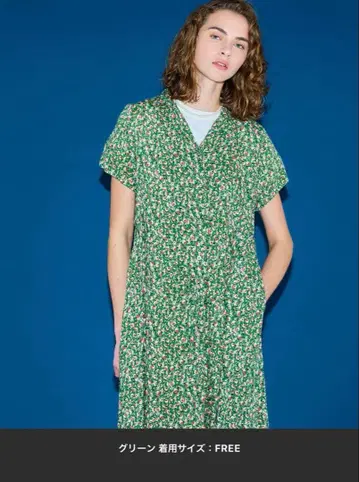 OUTDOOR PRODUCTS 플라워 프린트 오픈 카라 원피스