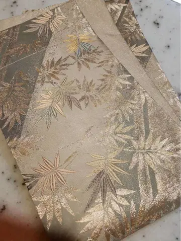 골드 컬러 잎 무늬 후쿠로 오비