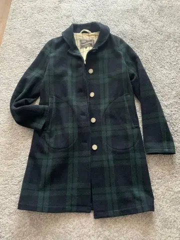 Traditional Weatherwear 그린 체크 롱 코트 36