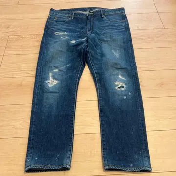 JAPN BLUE JEANS 데미지 가공 다크 블루 청바지 인심 69cm
