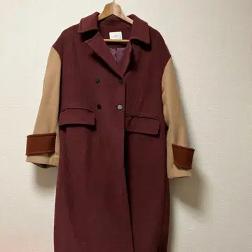 MIRUJA 버건디 더블 브레스트 롱 코트