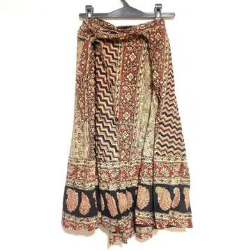 빈티지 감성 인도 면 스커트 랩 스커트