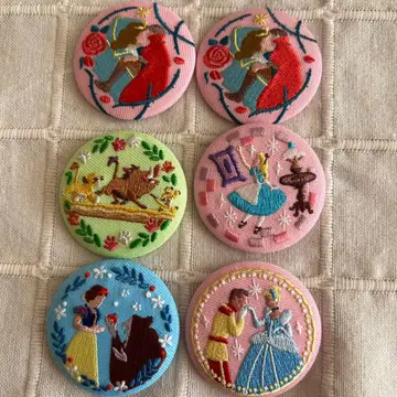 캔뱃지 디즈니 프린세스 자수 캔뱃지 6개 세트