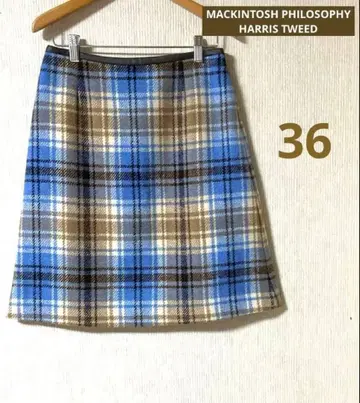새상품급 매킨토시 철학 해리스 트위드 체크 울 스커트 36