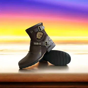 새상품! 사이드 지퍼 부츠 엔지니어 부츠 리미타리 부츠 브라운