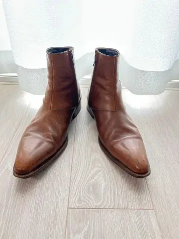브라운 가죽 앵클부츠 26cm