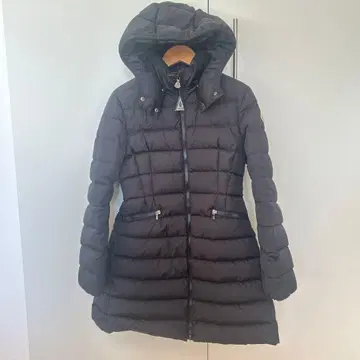 MONCLER 후드 부착 롱 다운 자켓 블랙